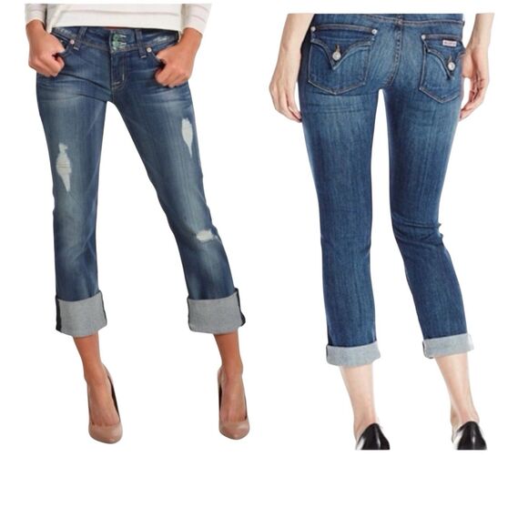 Hudson Ginny Crop Straight Cuff Denim Jeans Women's Size 29 Festival Casual - Picture 2 of 13